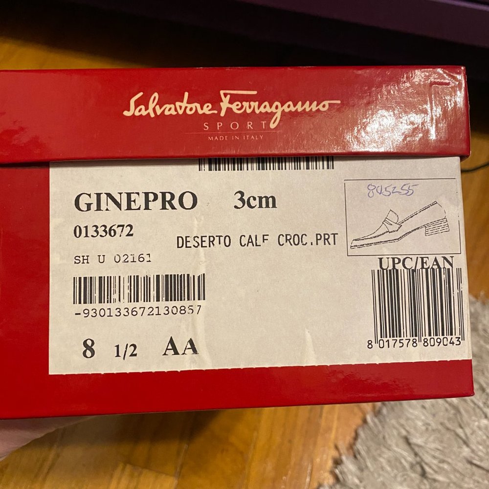 Salvatore Ferragamo Ginepro Deserto Calf Croc Print 8.5AA - Picture 6 of 7